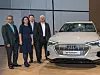 Peter Mosch, Gesamtbetriebsratsvorsitzender der Audi AG, Rita Beck, Stellvertretende Betriebsratsvorsitzende Ingolstadt, Bram Schot, Kommissarischer Vorsitzender des Vorstands der Audi AG, Wendelin Göbel, Mitglied des Vorstands der Audi AG Personal und Organisation