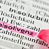 Insolvenz mit pinken Marker markiert in Wörterbuch