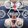 RFID Symbol Sechseck mit runden Symbolen drum herum