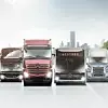 Daimler Trucks, die nebeneinander stehen