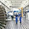 Herstellung von Gasturbinen in einer Fabrik für Maschinenbau