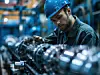 A worker replacing worn-out parts in a factory machine, emphasizing industrial upkeep