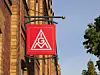 Die IG Metall das Jahr 2023 politisch nutzen, um den sozial-ökologischen Wandel für die Beschäftigten fair zu organisieren. Im Bild: Logo der IG Metall an einem Haus