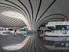 Der Innenraum des neuen Bejing Daxing Flughafens.
