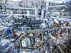 Experimentierhalle mit Wendelstein 7-X in Greifswald. Die Fusionsanlage ist der größte und modernste Stellarator der Welt. Jetzt konnte hier heißes Plasma acht Minuten lang aufrechterhalten werden.