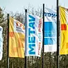 Die Fahnen der METAV 2020 vor der Düsseldorfer Messe werden nicht am vorgesehenen Termin wehen - Grund ist die Verschiebung der Messe aufgrund der Auswirkungen des Coronavirus. -