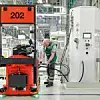 Brennstoffzellentechnologie auf dem Vormarsch im BMW-Werk in Leipzig. Die Betankung von Flurförderfahrzeugen mit Wasserstoff ähnelt einem Autogastankprozess.