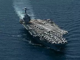 Gerald R. Ford Carrier Strike Group and ESPS Canarias (F86) Transit the Strait of Gibraltar