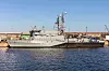 Die 'Homburg', ein Minenjagdboot der Frankenthal-Klasse der deutschen Marine beim Auslaufen aus Cuxhaven. Sie ist Teil der deutschen Minensuch- und Abwehrkräfte.