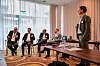 Podiumsdiskussion zur Frage, wie Datenräume im Shopfloor ankommen
auf der WGP-Frühjahrstagung, 5. bis 8. Mai 2026 in Maastricht, (v.l.n.r.): Ingo Sawilla,
R&D Manager Research, Head of Manufacturing X bei Trumpf, Dr. Marc-André
Dittrich, Manager Central Development Coordination & Research Manager bei DMG
Mori, Dr. Marc Hüske, Leiter Forum Manufacturing X beim VDMA, Ernst Stöckl-Pukall,
Leiter des Referats Digitalisierung und Industrie 4.0 beim BMWI; Quelle: Tobias Kaufmann